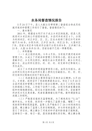 水务局督查情况报告