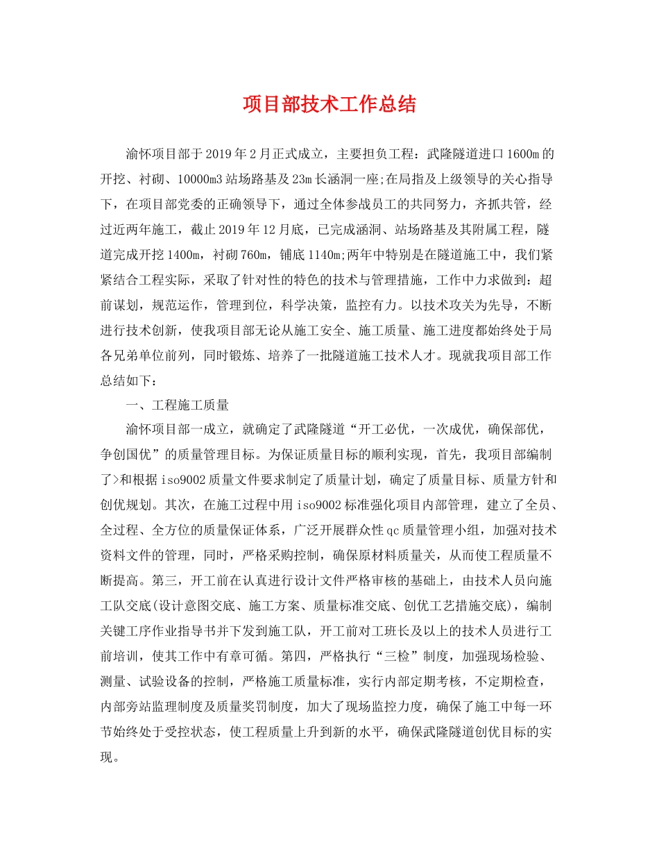 项目部技术工作总结 _第1页