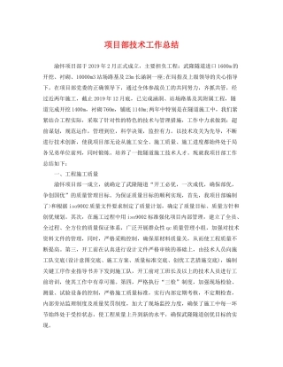 项目部技术工作总结 