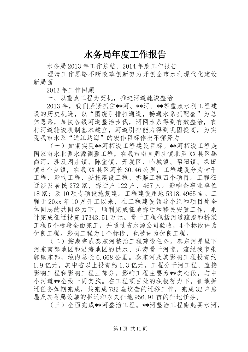 水务局年度工作报告_第1页