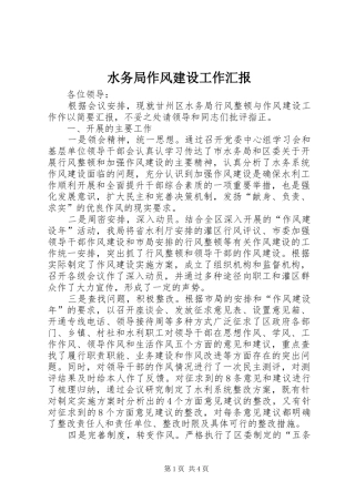 水务局作风建设工作汇报