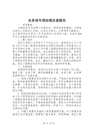 水务局专项治理自查报告