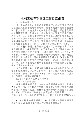 水利工程专项治理工作自查报告