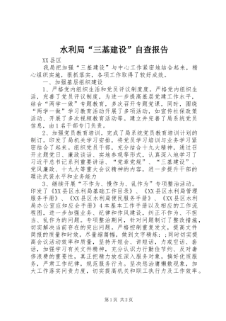 水利局“三基建设”自查报告
