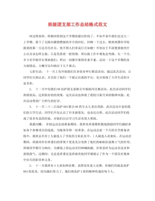 班级团支部工作总结格式范文 