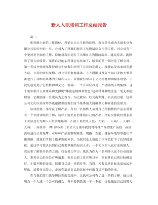 新人入职培训工作总结报告 