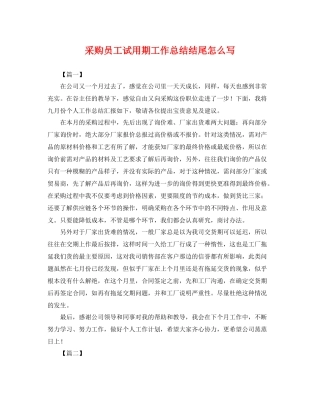 采购员工试用期工作总结结尾怎么写 
