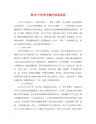 第28个世界无烟日活动总结 
