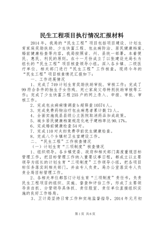民生工程项目执行情况汇报材料