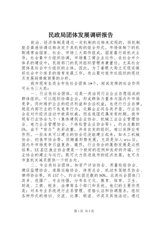 民政局团体发展调研报告