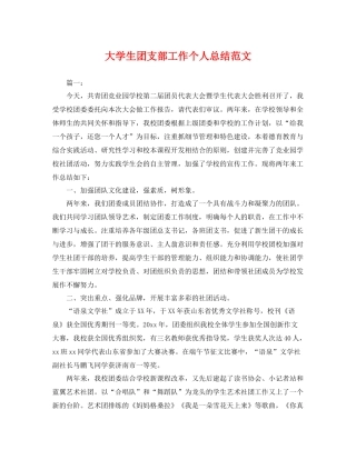 大学生团支部工作个人总结范文 