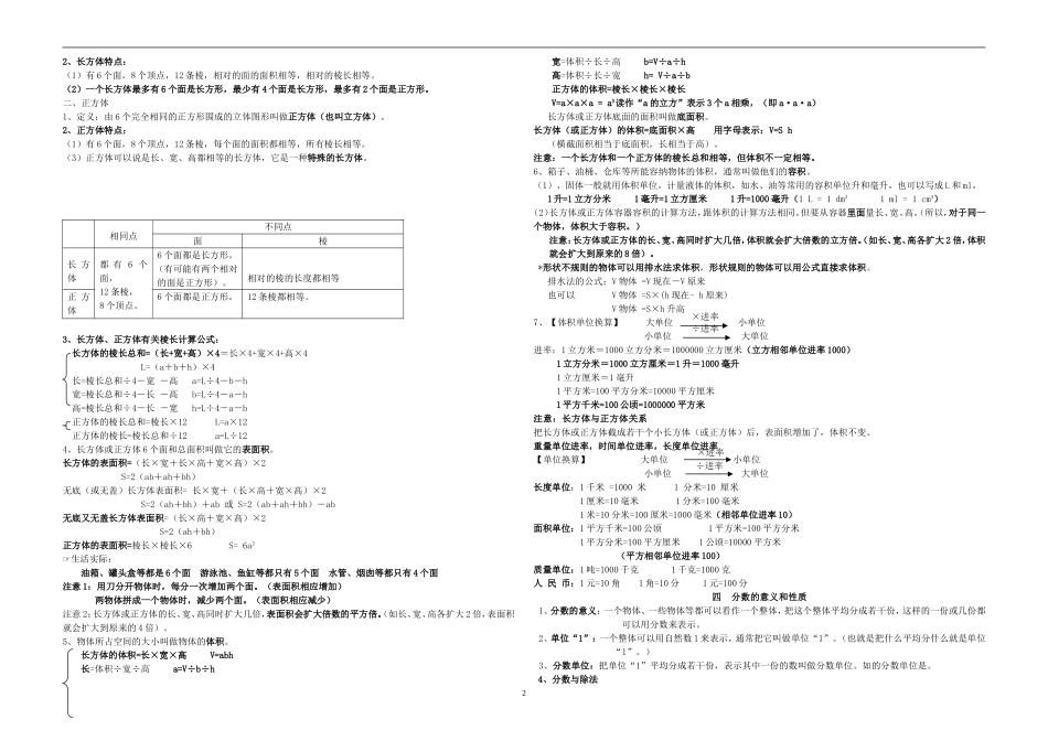 最全面人教版数学五年级下册知识点归纳总结_第2页