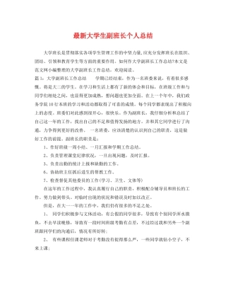 最新大学生副班长个人总结 