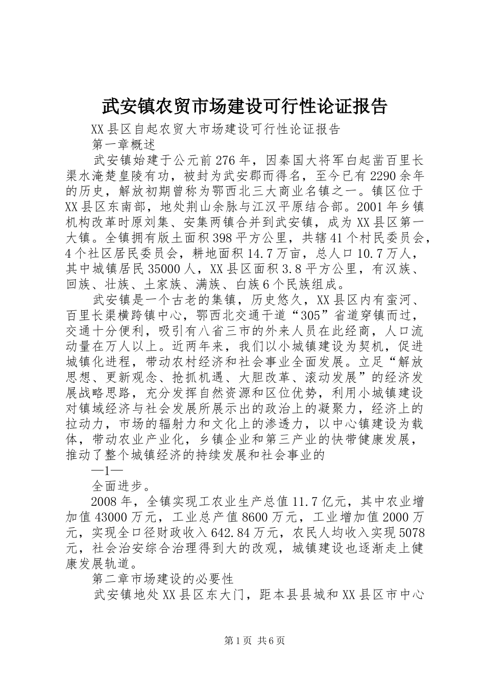 武安镇农贸市场建设可行性论证报告_第1页