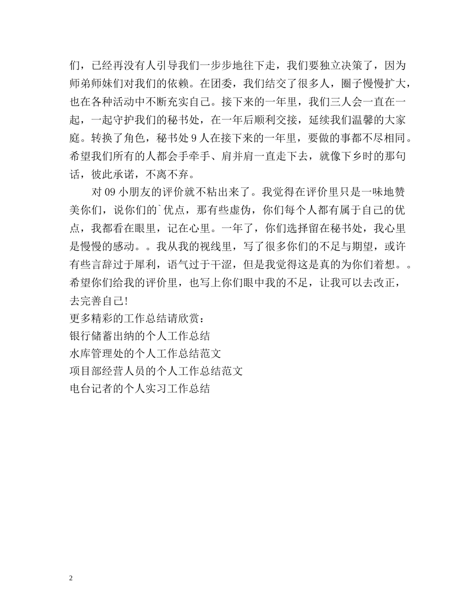 秘书处的个人工作总结 _第2页