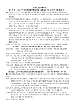 中外历史阶段特征总汇