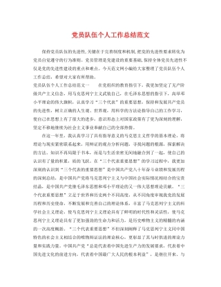 党员队伍个人工作总结范文 