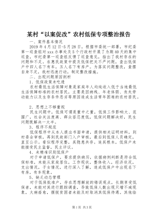 某村“以案促改”农村低保专项整治报告