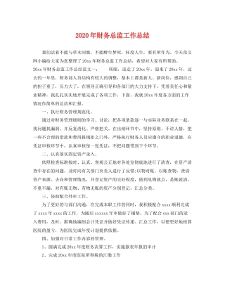 2020年财务总监工作总结 