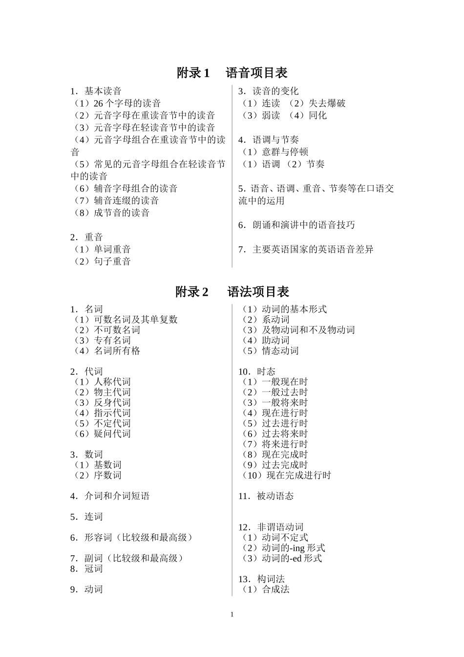 广东英语高考主体内容和考纲说明_第1页