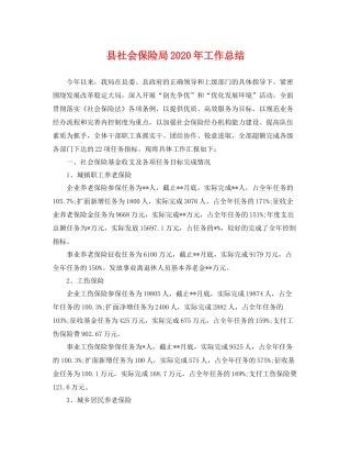 县社会保险局2020年工作总结 