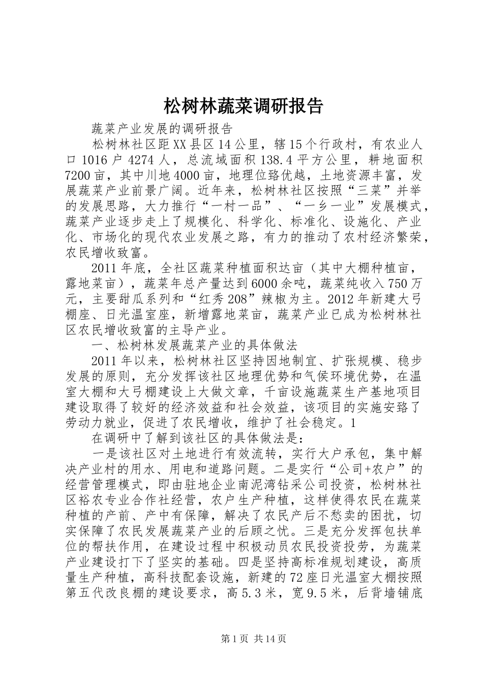 松树林蔬菜调研报告_第1页