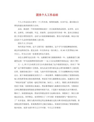 团员个人工作总结 