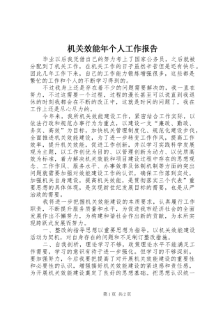 机关效能年个人工作报告