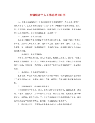 乡镇统计个人工作总结900字 