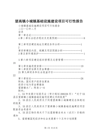 望高镇小城镇基础设施建设项目可行性报告