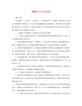科室护士个人工作计划 