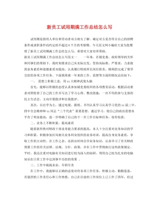 新员工试用期满工作总结怎么写 