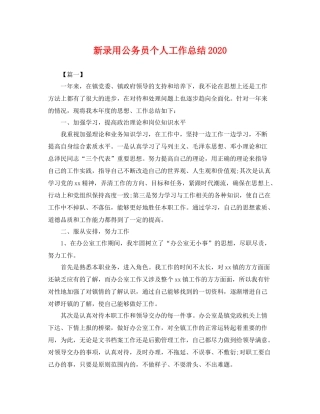 新录用公务员个人工作总结2020 