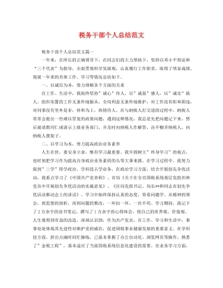 税务干部个人总结范文 