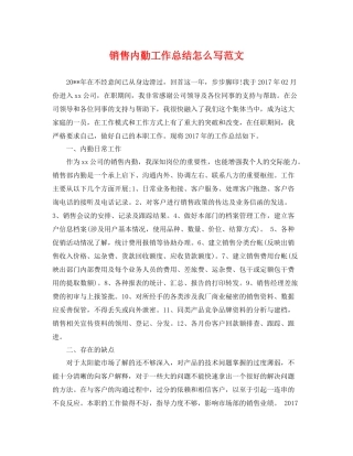 销售内勤工作总结怎么写范文 