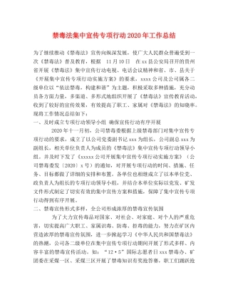 禁毒法集中宣传专项行动2020年工作总结 