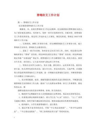 禁毒防艾工作计划 