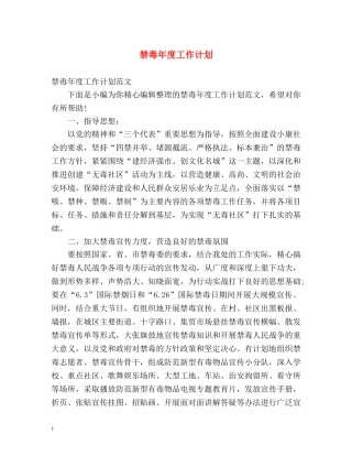 禁毒年度工作计划 