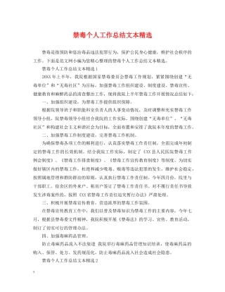 禁毒个人工作总结文本精选 