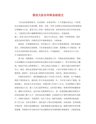 保安大队长年终总结范文 