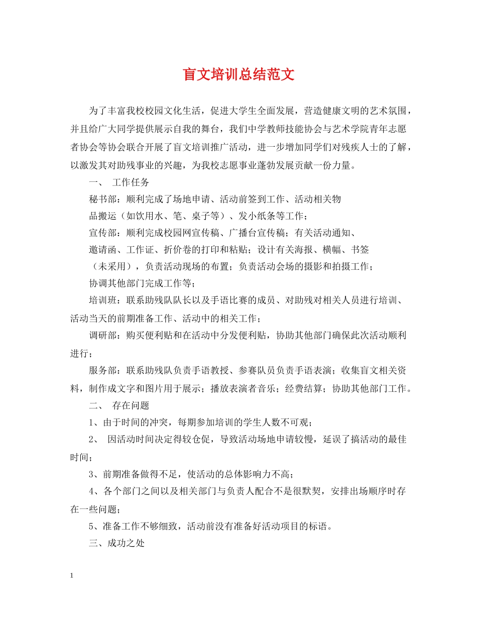 盲文培训总结范文 _第1页