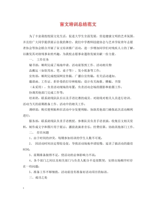盲文培训总结范文 