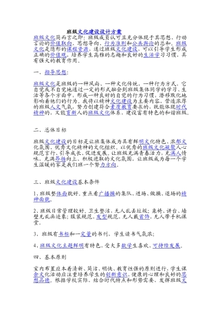 班级文化建设设计方案