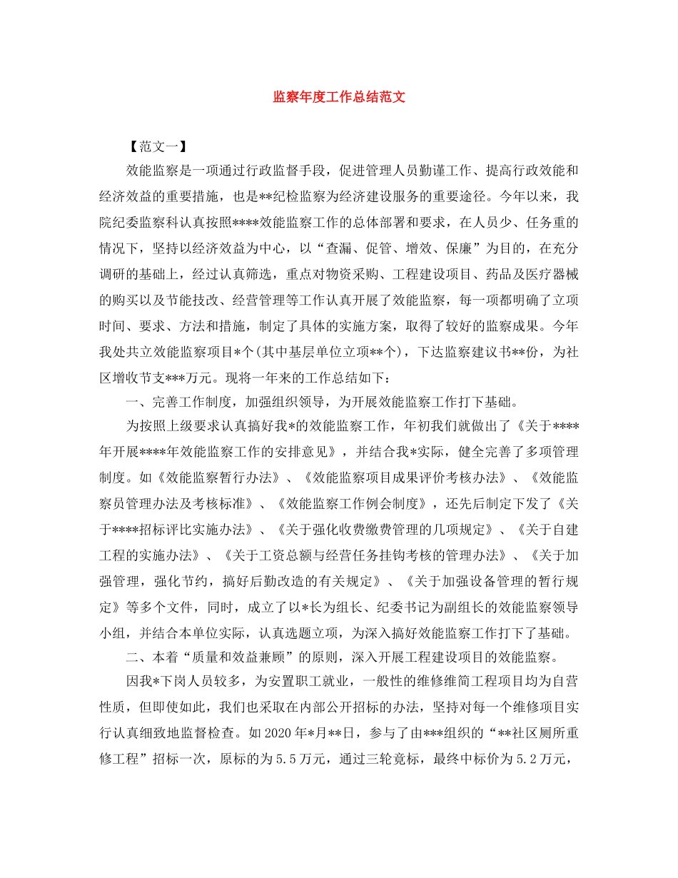 监察年度工作总结范文 _第1页