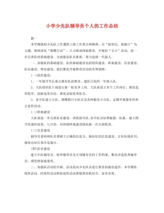 小学少先队辅导员个人的工作总结 