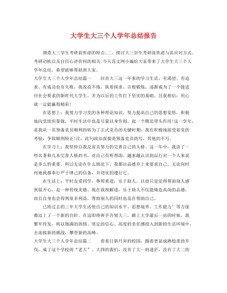大学生大三个人学年总结报告 