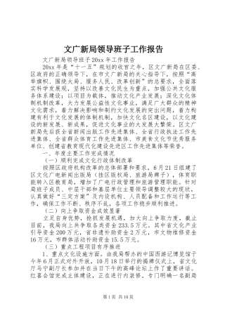 文广新局领导班子工作报告