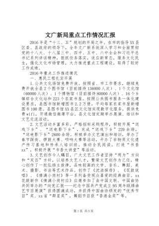 文广新局重点工作情况汇报