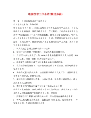 电脑技术工作总结(精选多篇) 