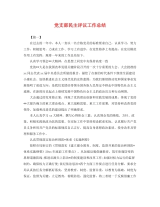 党支部民主评议工作总结 